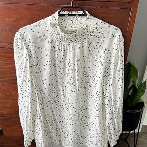 White and Black Patterned Blouse